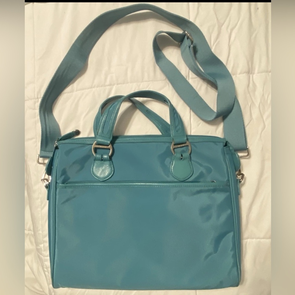Tumi Laptop Case Womens Padded Protective Bag Pouch Teal Nylon With Pocket Aqua